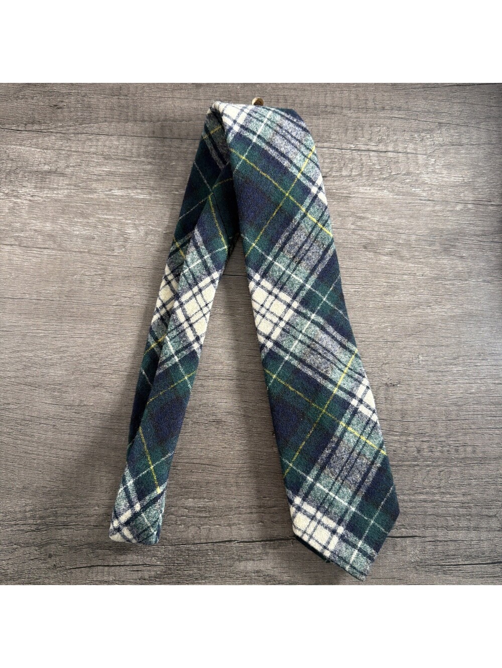 Vintage Pendleton Men’s Tie Tartan Plaid Green Blue 100% Virgin Wool USA Classic